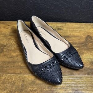 BCBGeneration Flats Shoes Womens Size 8.5 Black Studded Pointed Toe Slip On